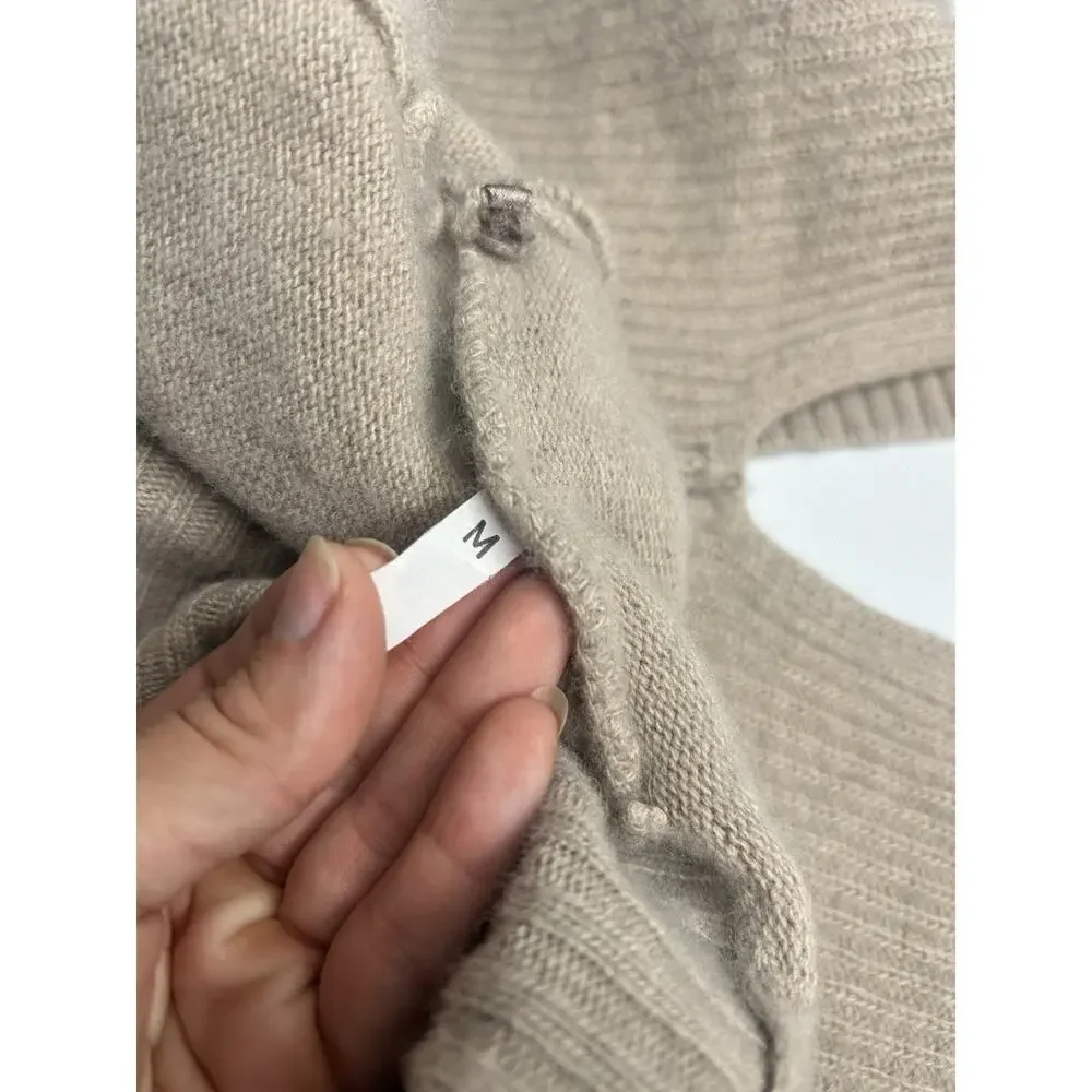 Benedetta B Merino Cashmere Open Front Cardigan Medium Taupe